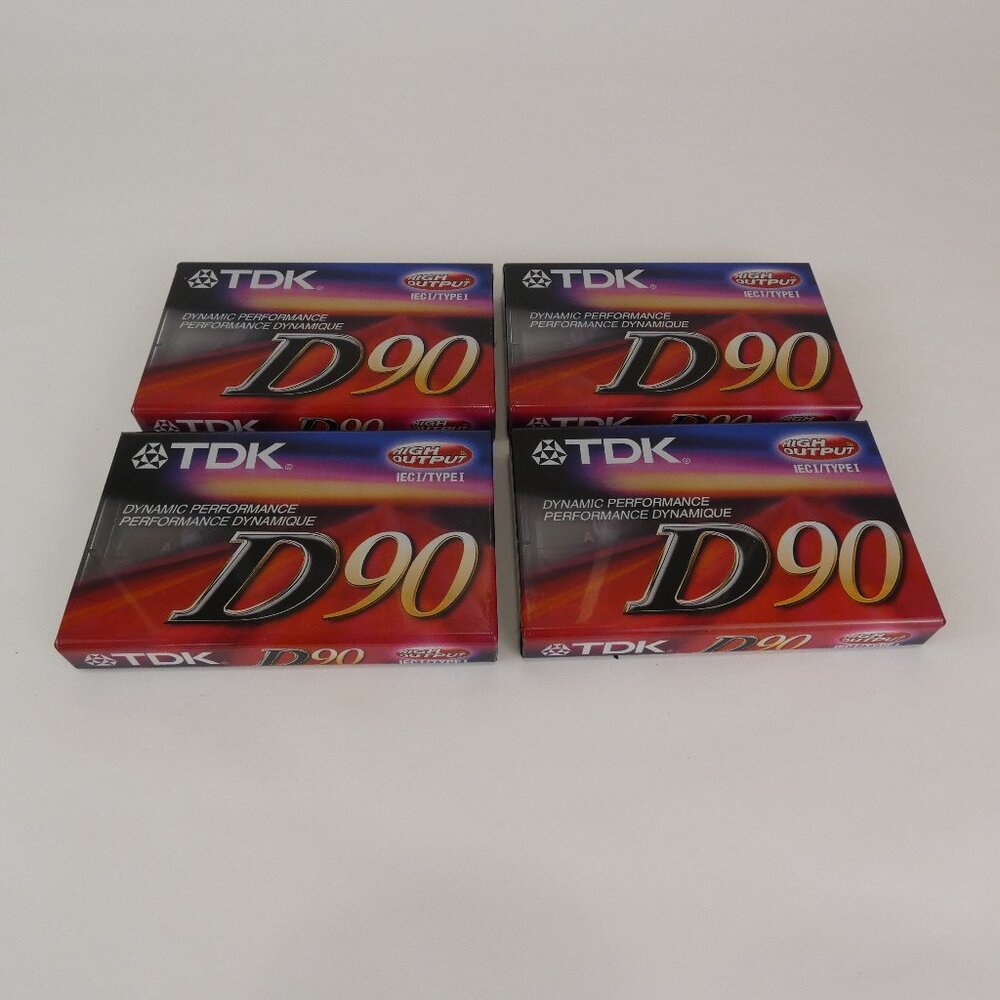 TDK D90 Audio Cassette Tapes IEC 1/Type 1 Dynamic Performance Lot of 4 FOUR NEW